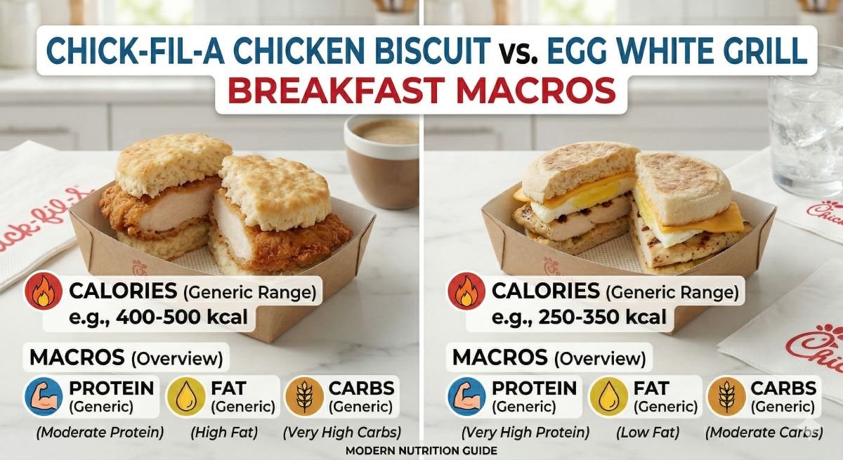 Chick-fil-A Chicken Biscuit vs. Egg White Grill Breakfast Macros